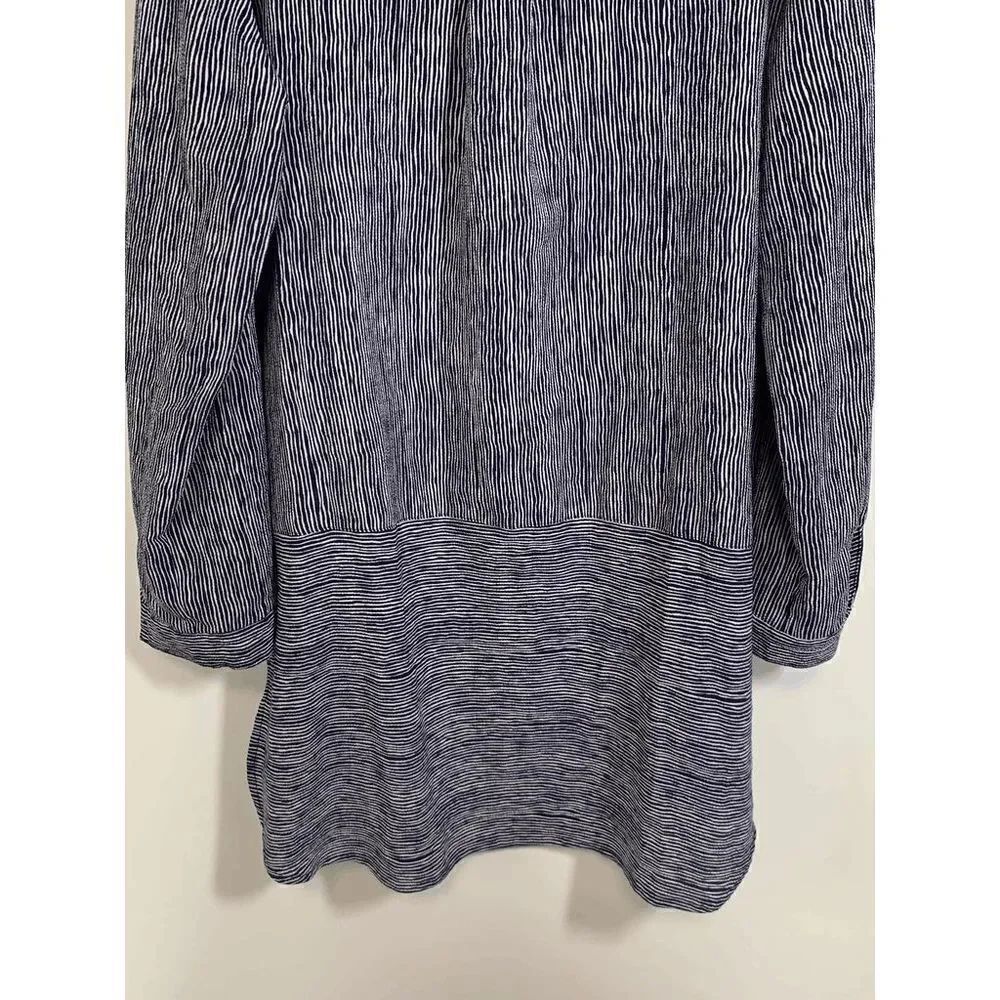 Papillon Women's Striped Lace-up Front Long Shirt Navy Size Large - Picture 9 of 11
